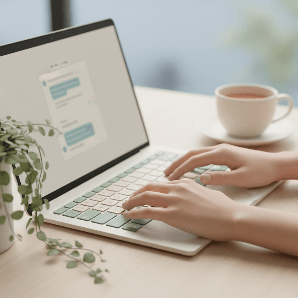 AI sales agent conversation interface on laptop screen